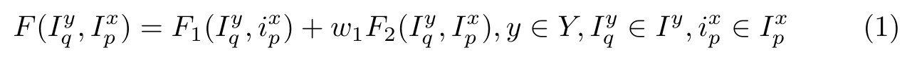 Equation: F equals similarity term F1 plus w1 times social context term F2