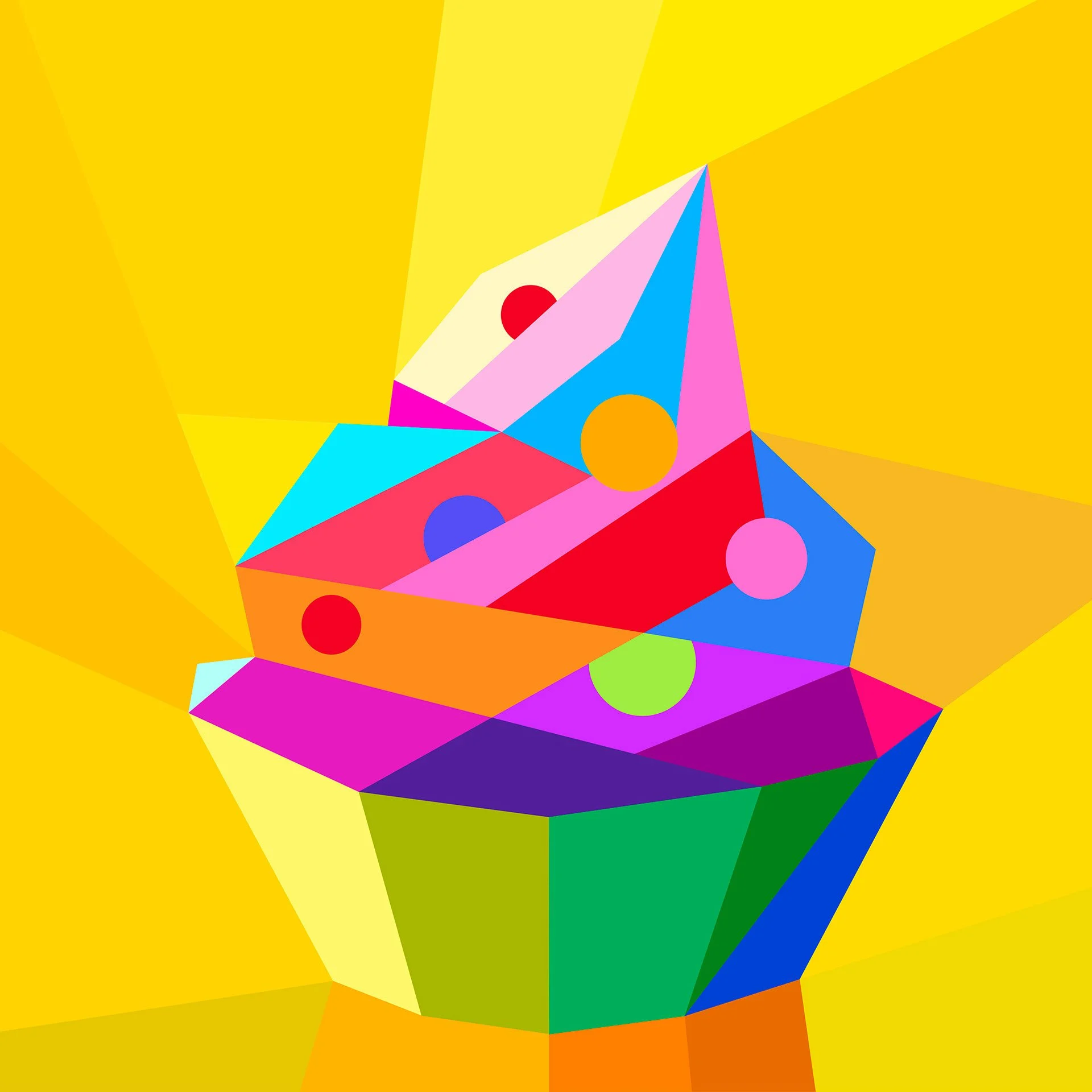 The cupcake, Neo futuristic illustration