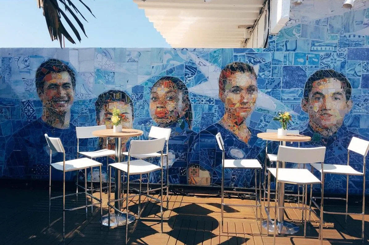 Art composition with Olympic spirit, tradition blend in ceramic wall