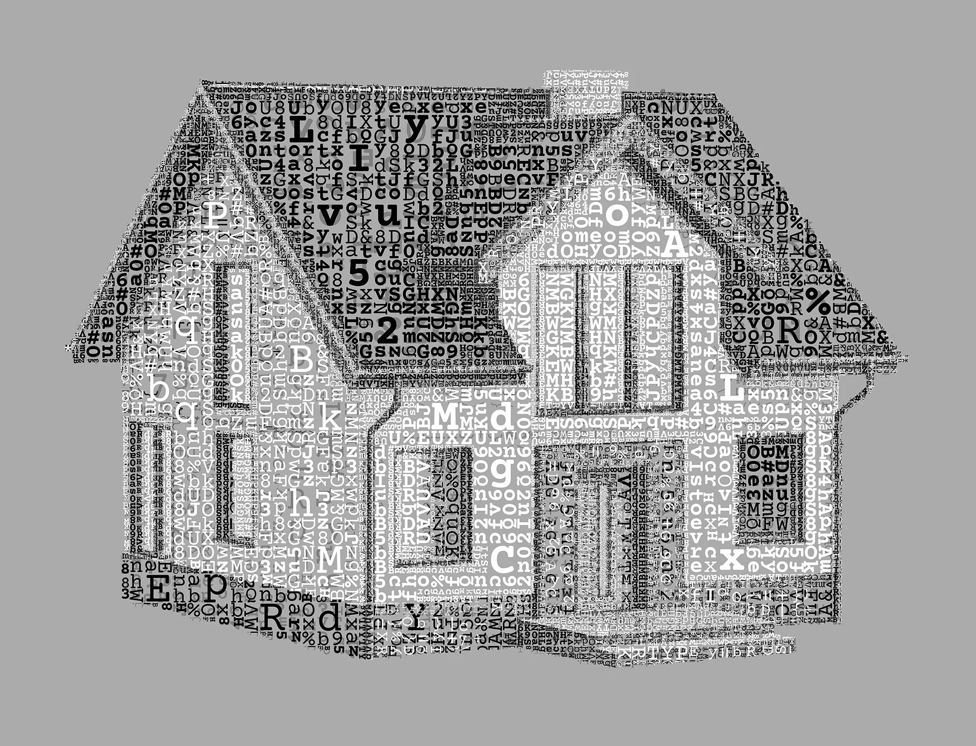 Home typographic mosaic from Courier code
