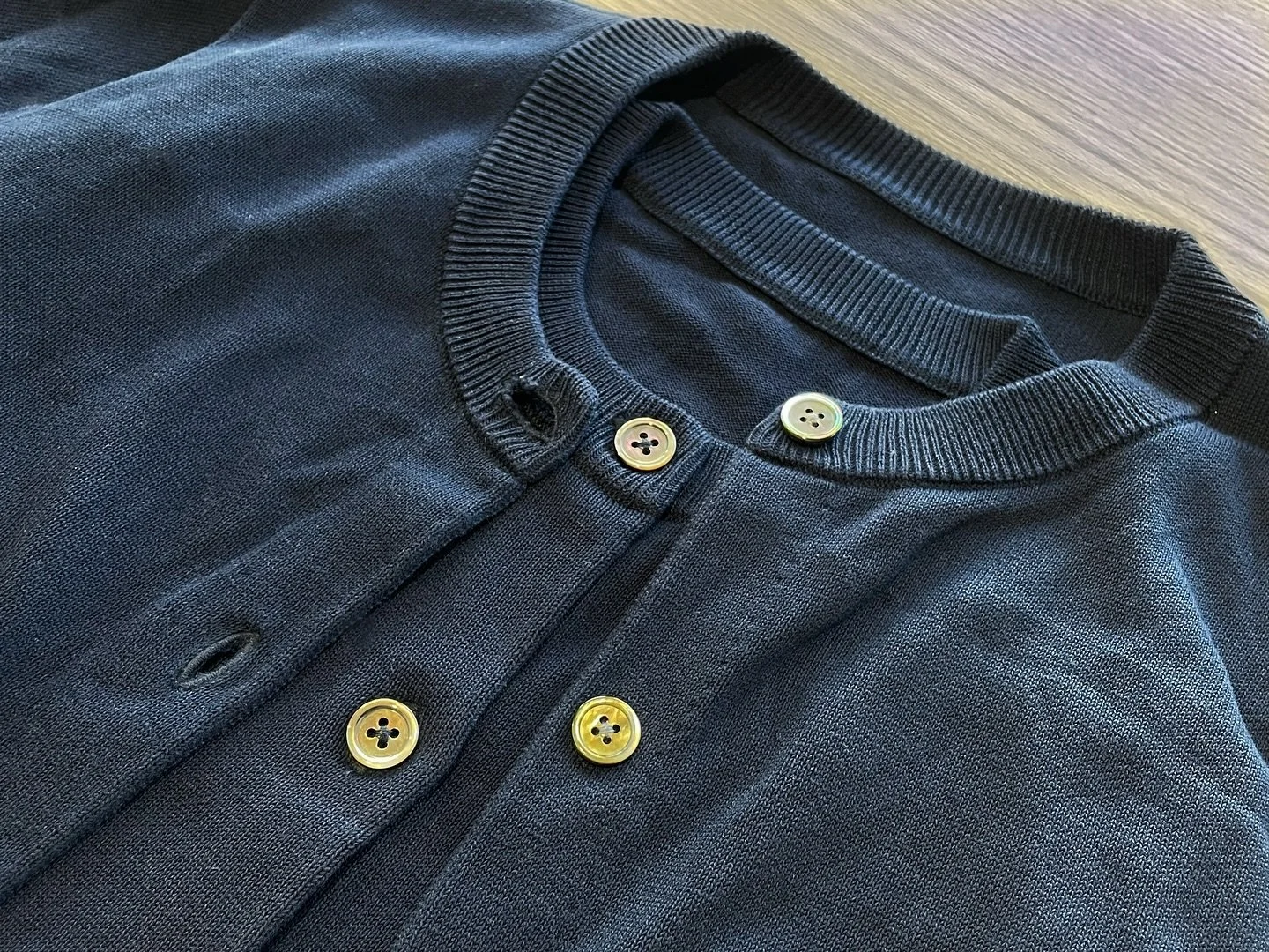 The story of a garment. 📖 They start the same, but with every wear, they become entirely different. The new vs. the well-loved. 🤍 This is what a year of real life looks like on one of our cardigans.&nbsp; The wear and tear isn&rsquo;t a flaw. It&rs