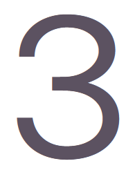 Große Zahl drei in dunkler Schrift auf weißem Hintergrund