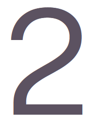 Große Zahl '2' in dunkler Farbe auf weißem Hintergrund.