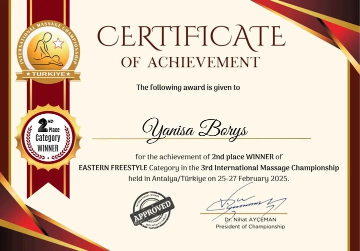 Yanisa Borys, Gewinnerin (3. Platz) der International Massage Championship 2025