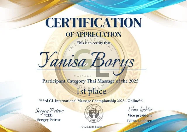Yanisa Borys, Gewinnerin (1. Platz) in der Kategorie Thai Massage in der International Massage Championship 2025