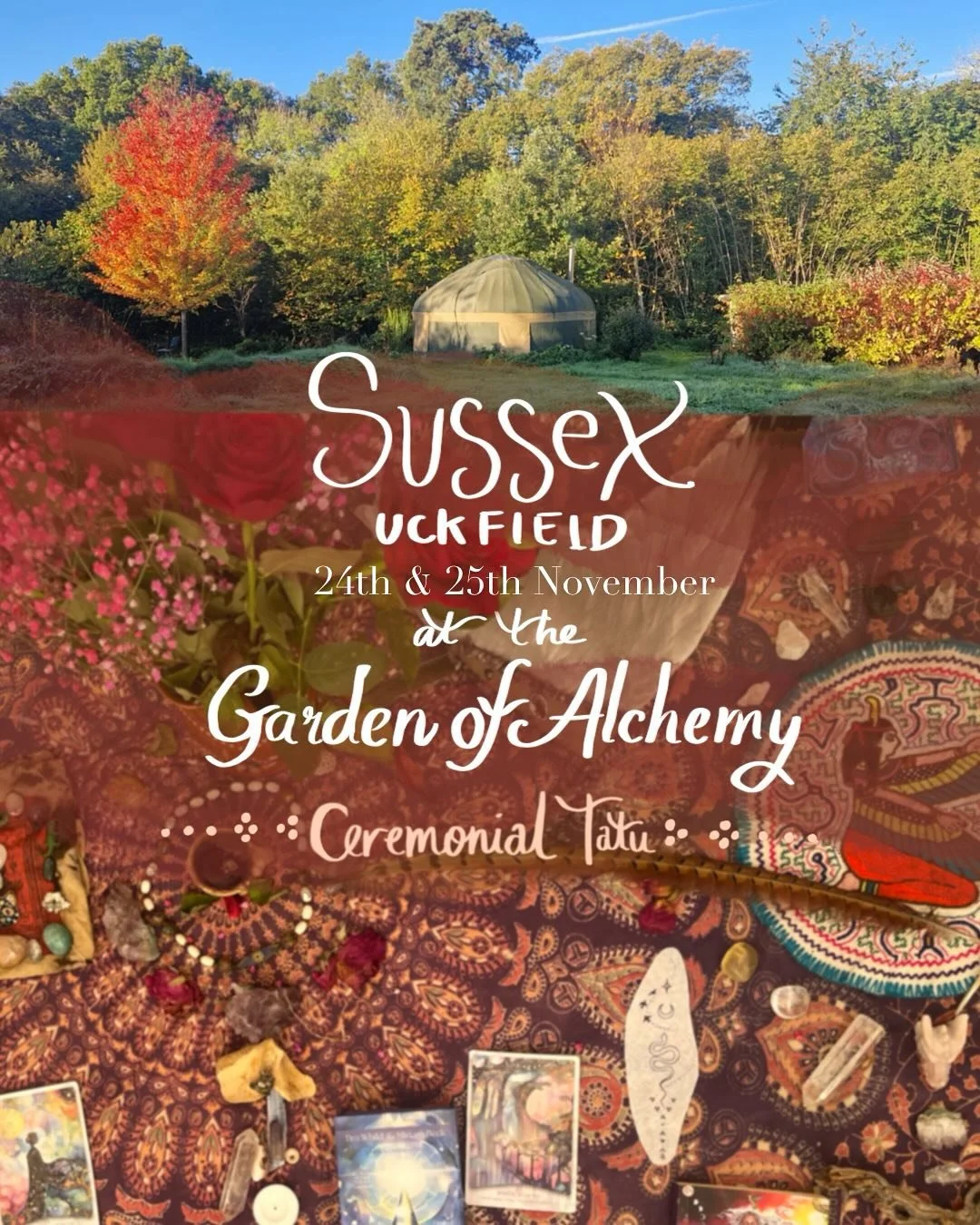 Im excited to announce I&rsquo;ll be returning to the beautiful @garden_of_alchemy in Sussex ❤️&zwj;🔥

✨ 24th &amp; 25th November 
✨Ceremonial Yurt in nature with a wood burner 🔥
✨ A space for prayers to be marked on the body in ritual and devotion