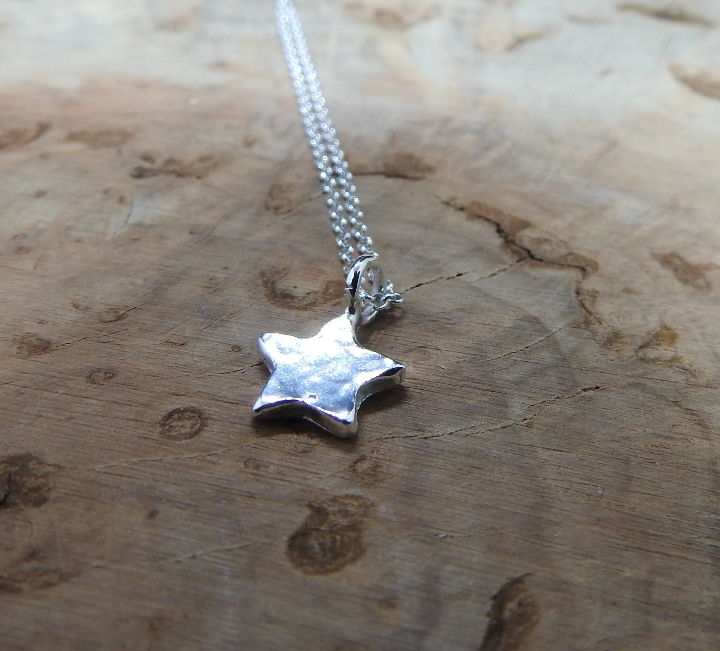 Seren Bach- Tiny Star, hammered star made from recycled silver in Wales
