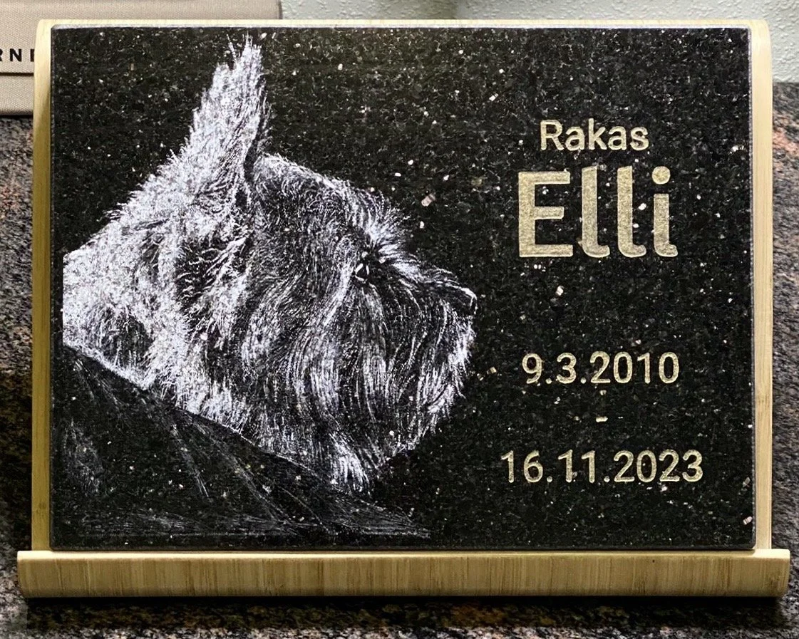 Pieni lemmikin hautakivi Black Galaxy