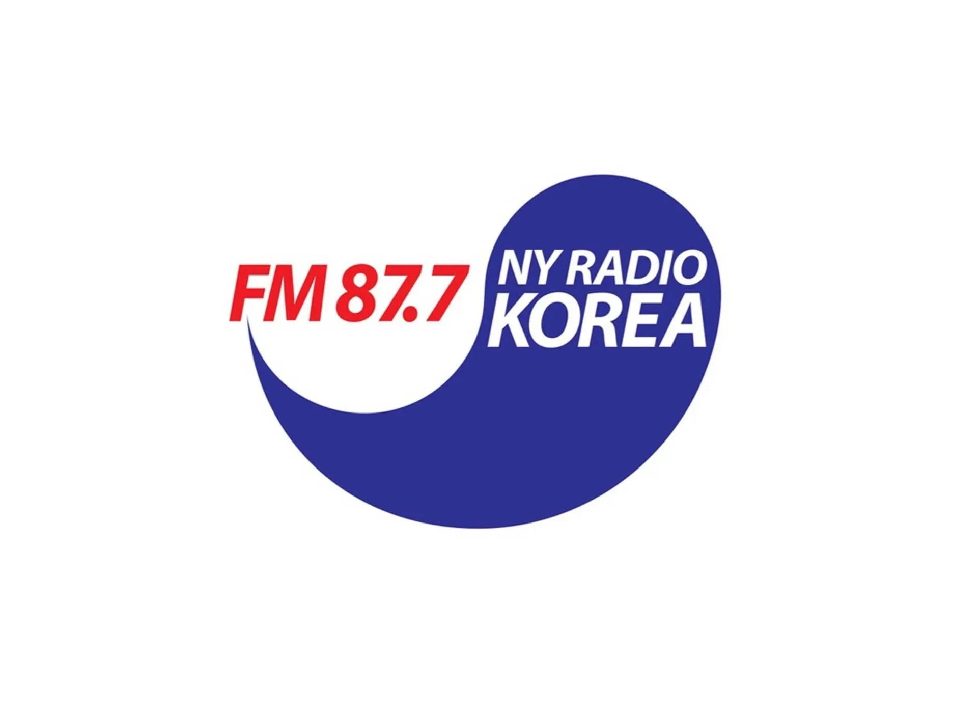 Logo of NY Radio Korea with blue circle and red and white text, indicating FM 87.7 frequency.