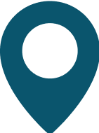 A blue map pin icon on a white background.