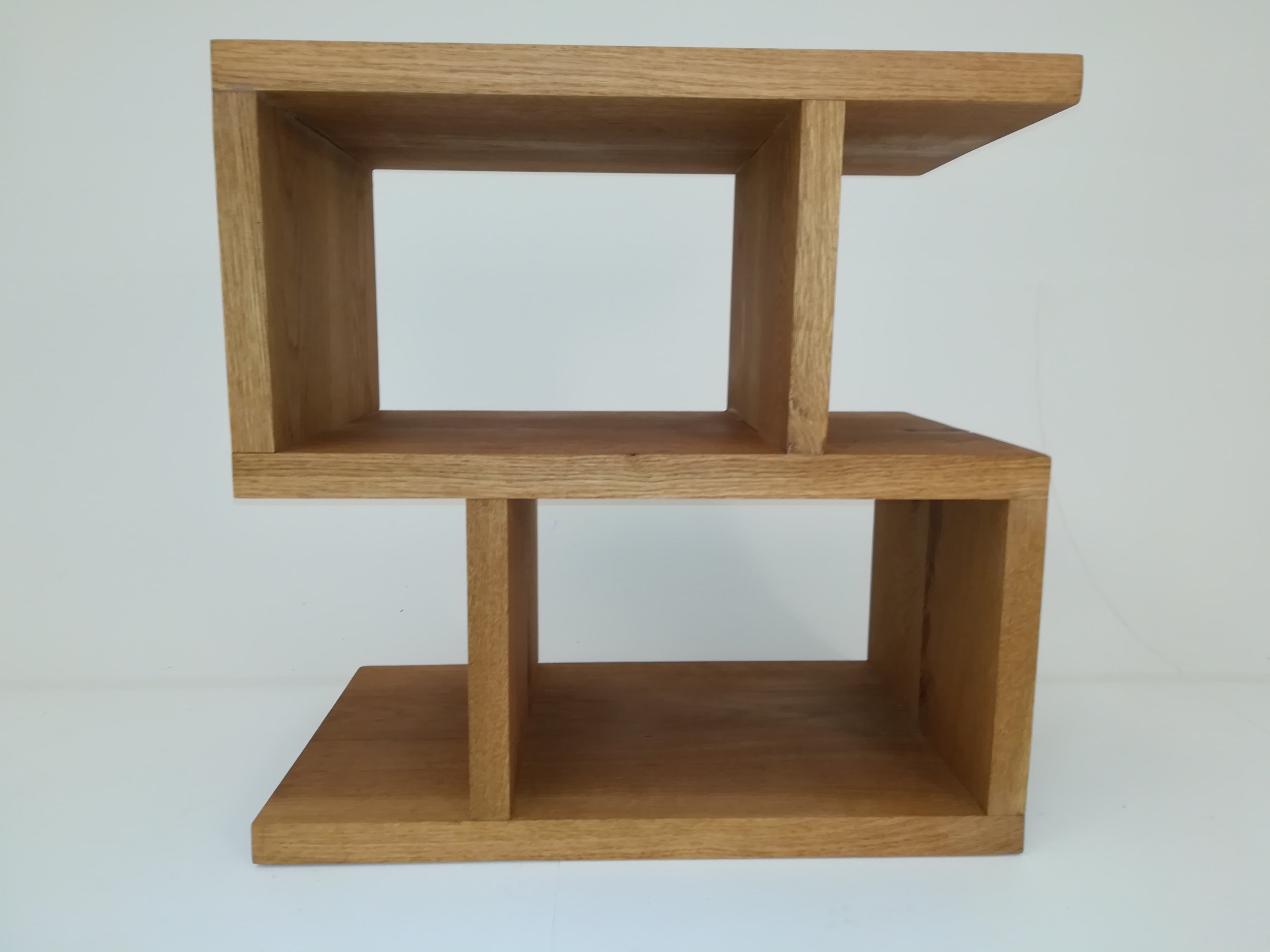 Solid oak table shelf unit handmade furniture shelving bookcase shelves