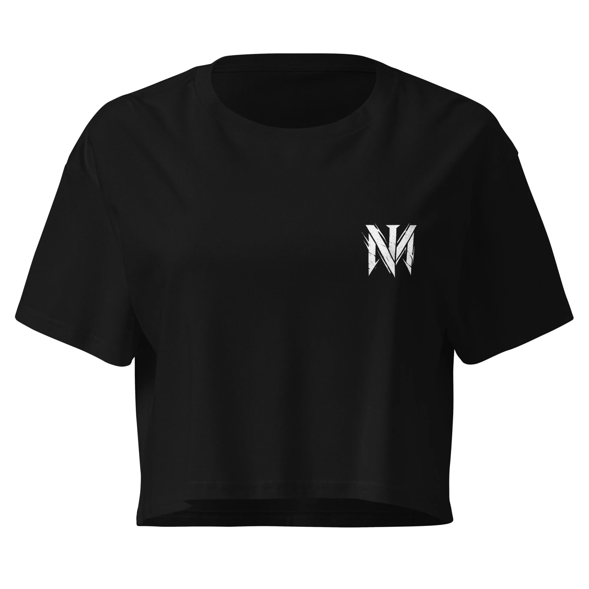 The Signature White Logo Crop: Organic Cotton Niko.M Crop Top.