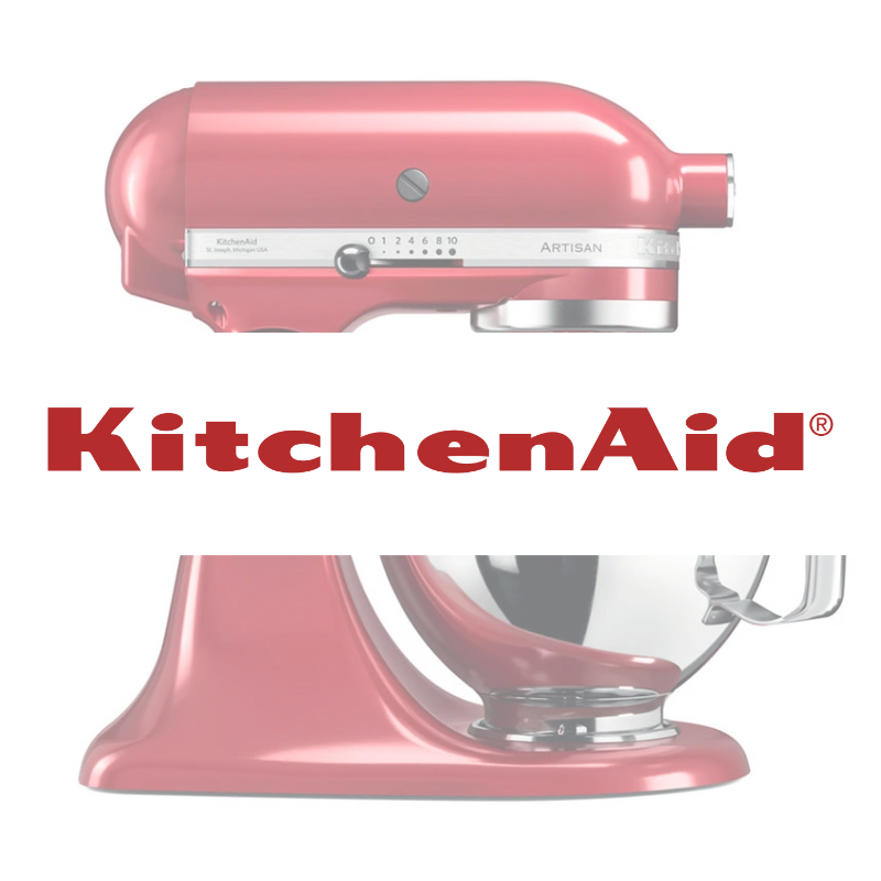 Rød KitchenAid røremaskine med sølv skål