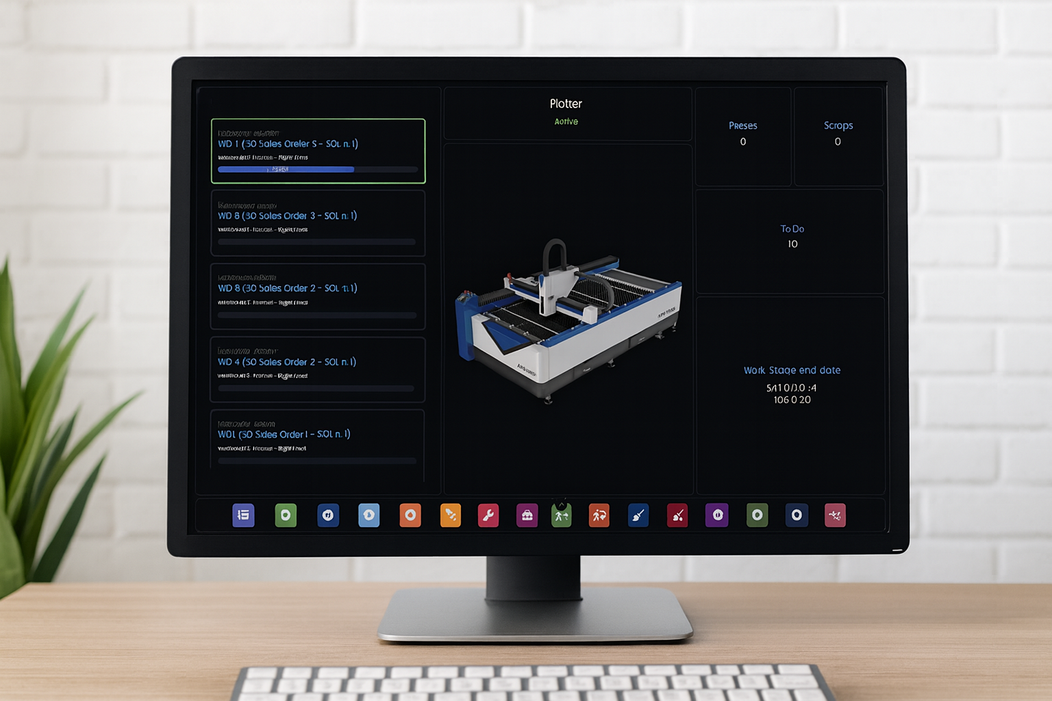 Pantalla de computadora mostrando un software de diseño de grabado láser con una imagen en 3D de un lavabo en el centro y varias opciones y estadísticas a su alrededor.