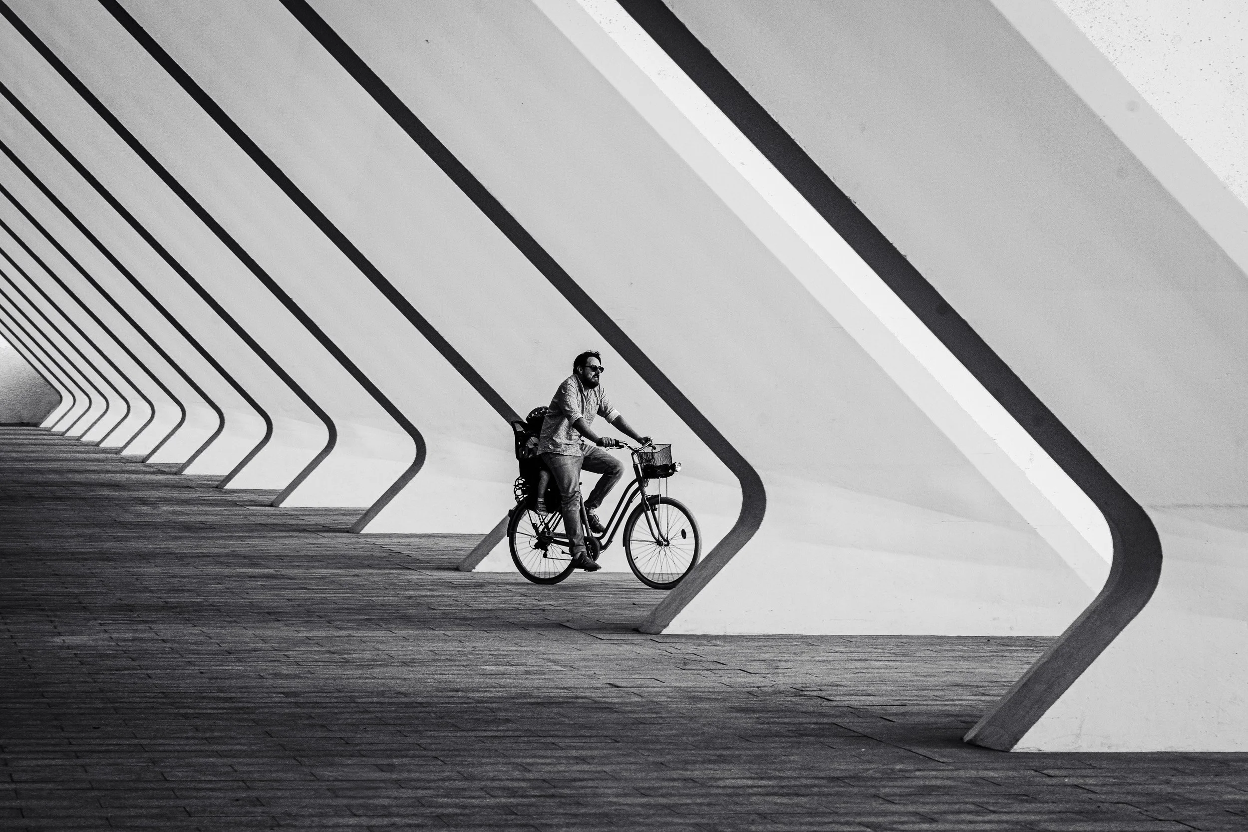 Running boy in tunnel