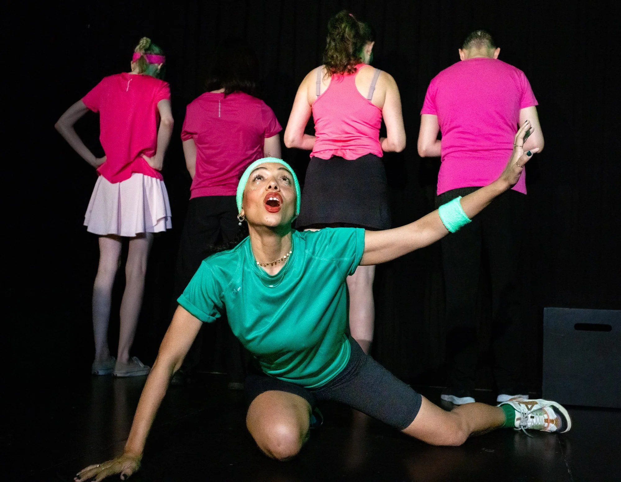 Performer looking to heaven