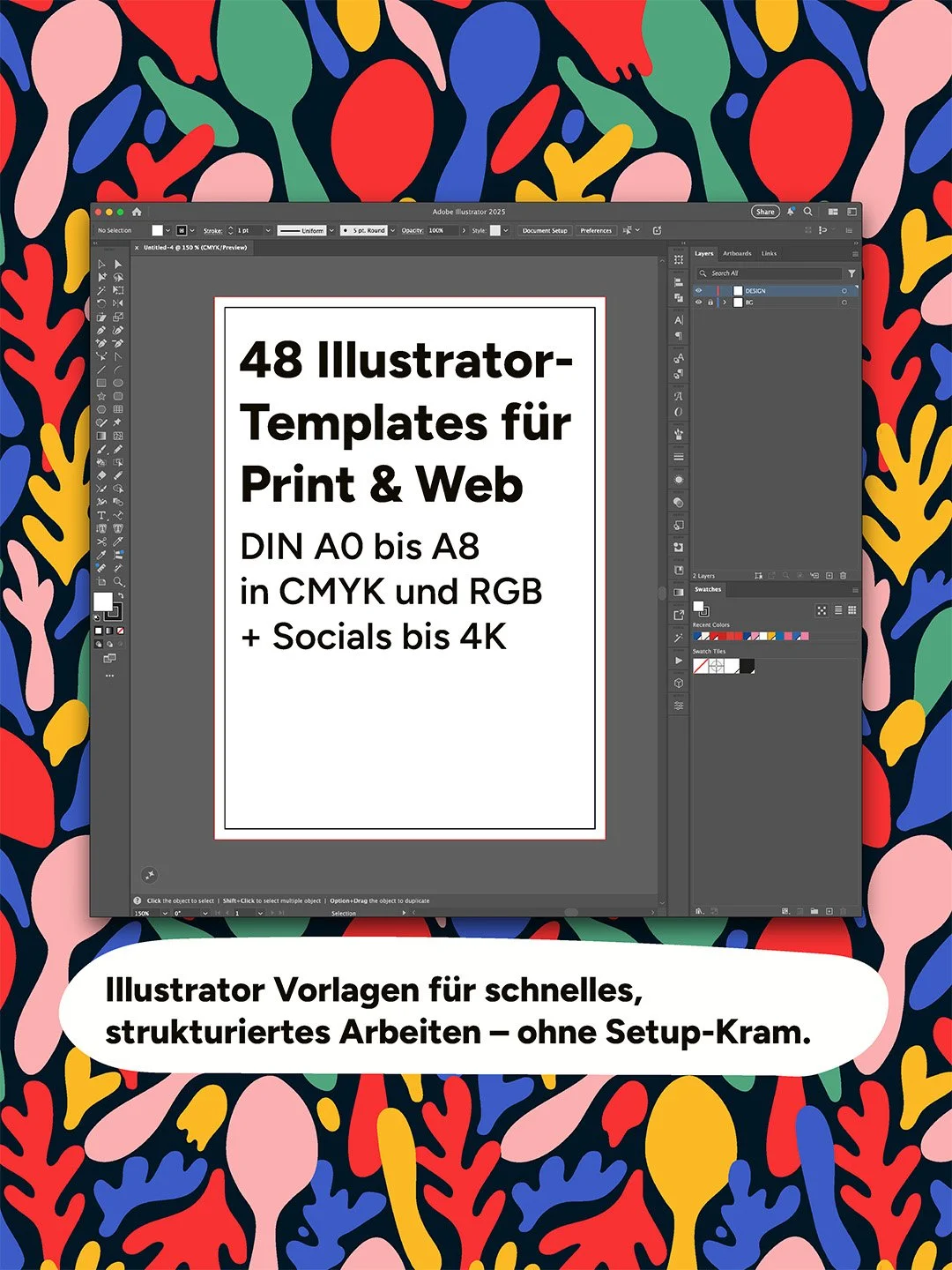 48 Illustrator-Templates für Print und Web – DIN A0–A8 + Social Templates