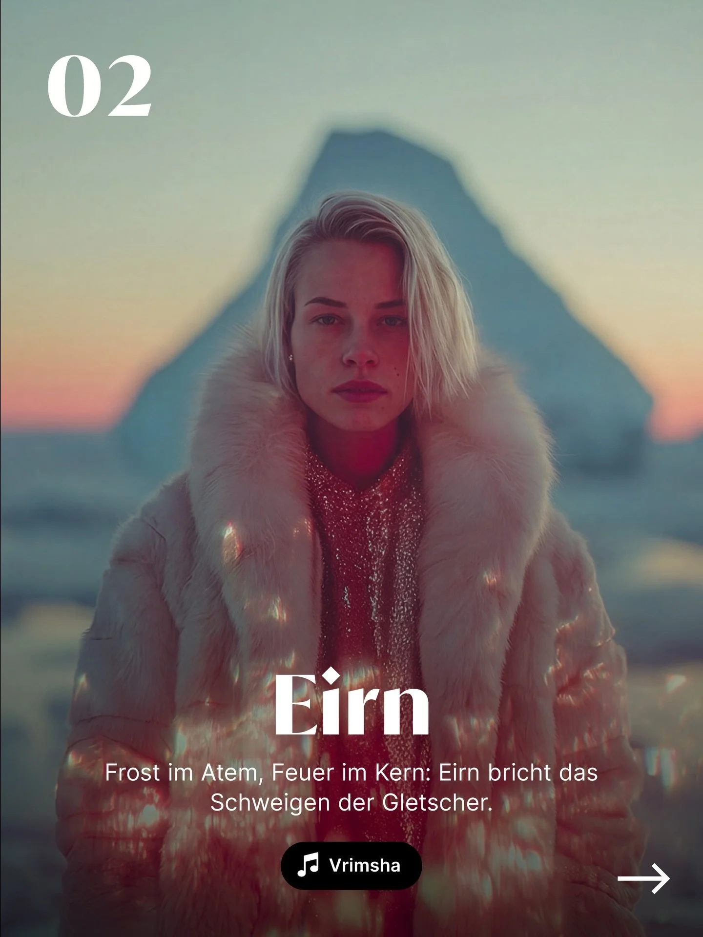 Song 02/31 &ndash; Frosterna (FRO)
Eirn &ndash; Vrimsha
 
Willkommen bei Synthetic Union: 31 Songs, 31 Artists, 31 L&auml;nder, 31 neue Sprachen.

Heute f&uuml;hrt Synthetic Union nach Frosterna (FRO): ein Land aus rauen K&uuml;sten, gefrorenen Ebene