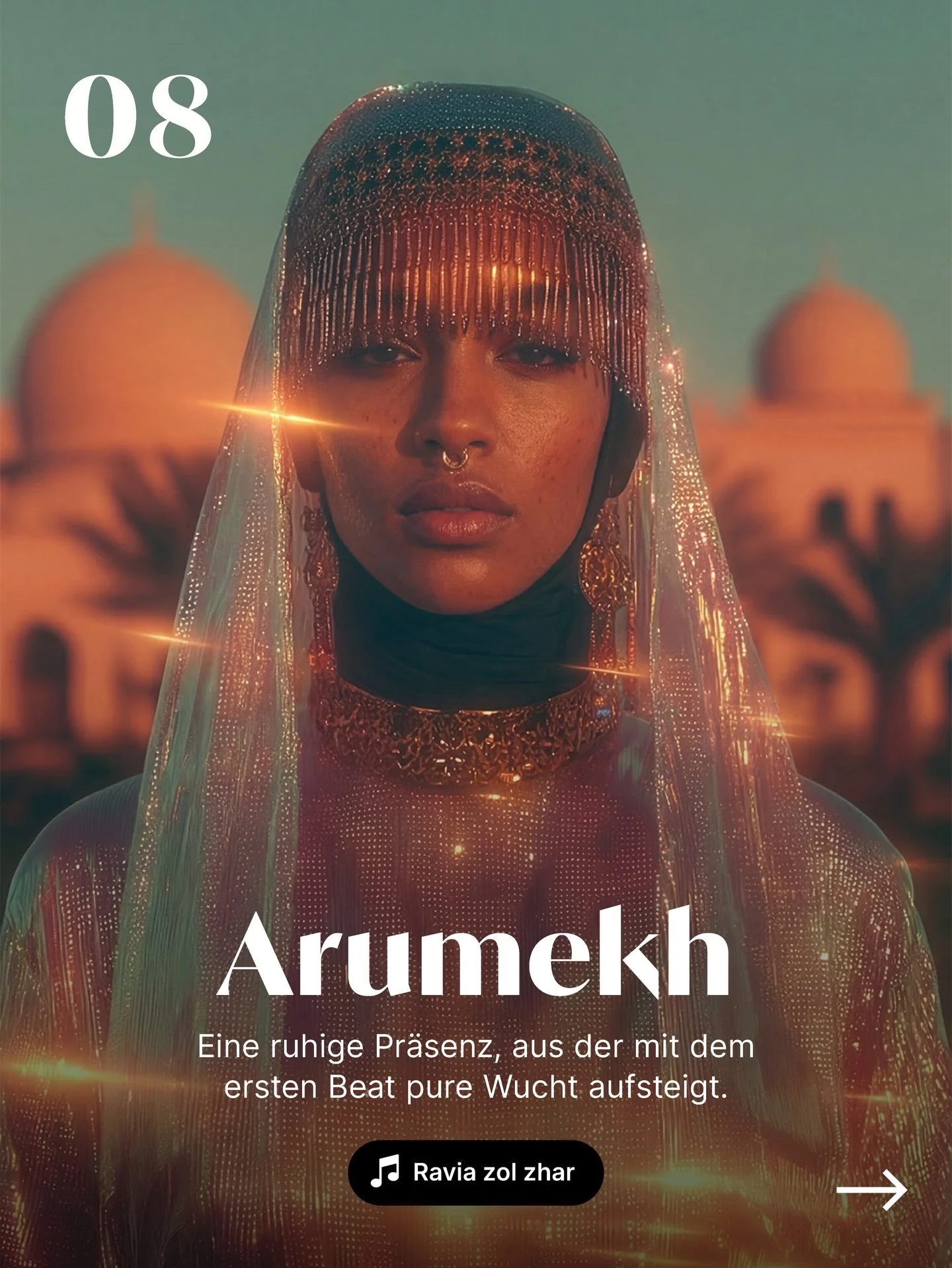 Song 08/31 &ndash; Al-Zhavira
Ravia zol zhar &ndash; Arumekh
 
Tag 8 auf der Road to Eurovision! 
Synthetic Union ist mein erfundener ESC mit 31 Songs aus 31 L&auml;ndern, gesungen von 31 Artists in 31 k&uuml;nstlich gebauten Sprachen.
 
H&ouml;rt eu