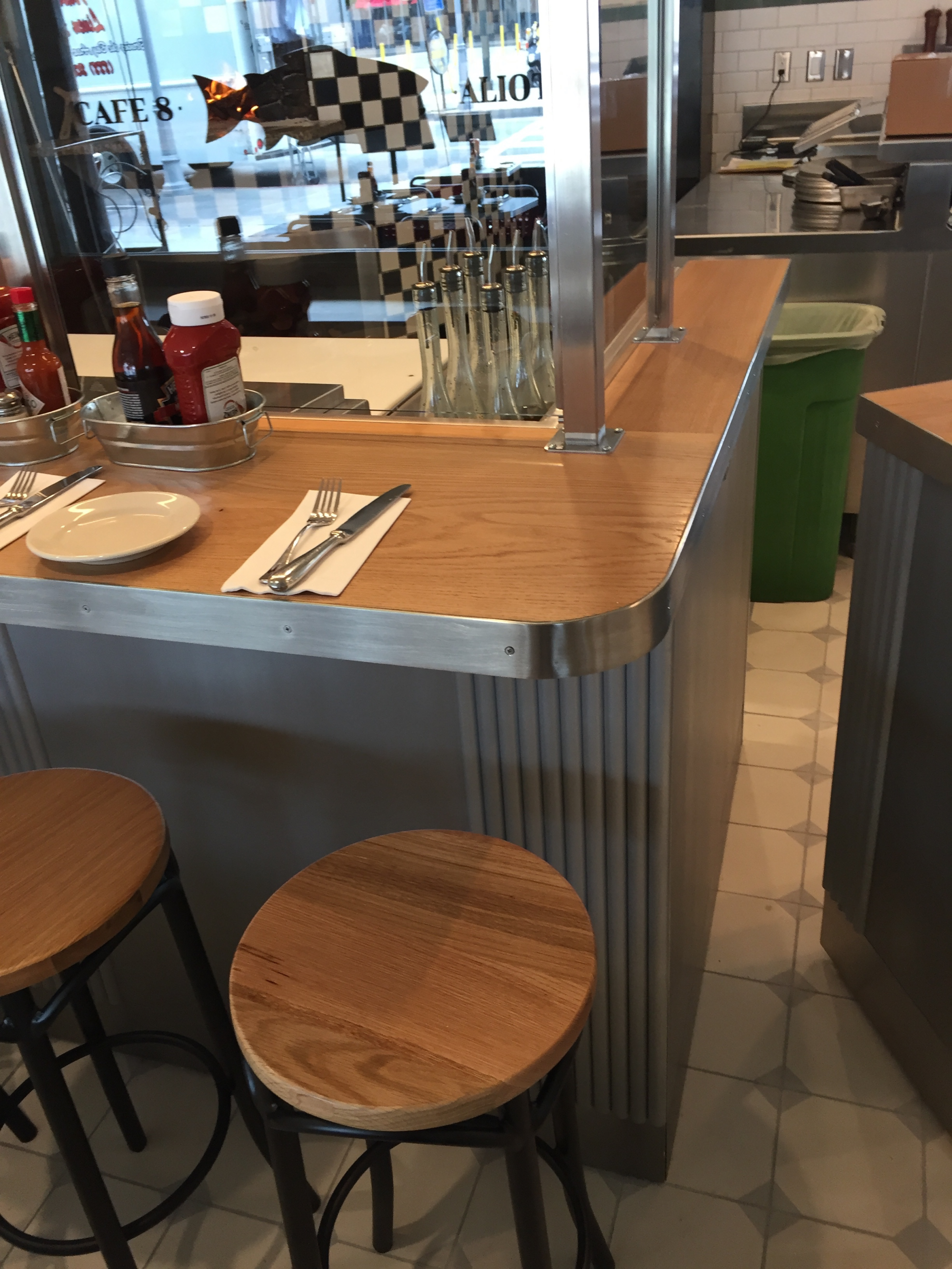 Close in look of the custom bar table showing the craftsmanship of its design.