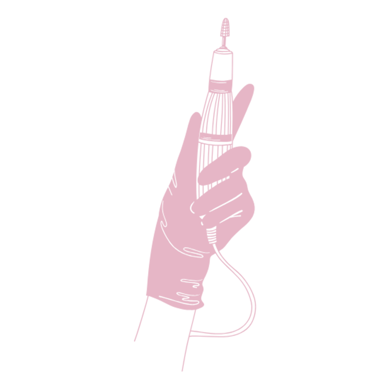 Outline silhouette of a woman with a flower crown, holding a bunting flag, facing sideways.