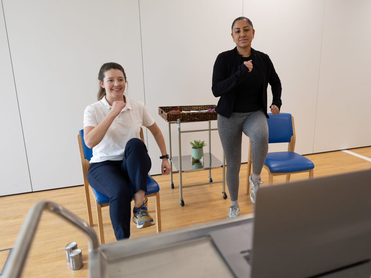 An online exercise class on Beam