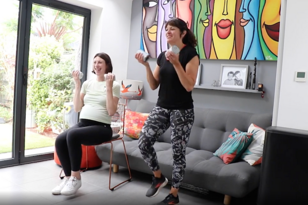 Sharlene and her colleague Jules doing an exercise class