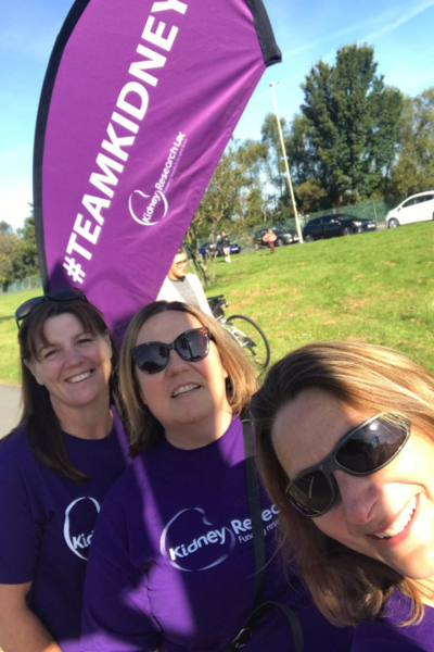 Angela and a couple of companions at a #TeamKidney event