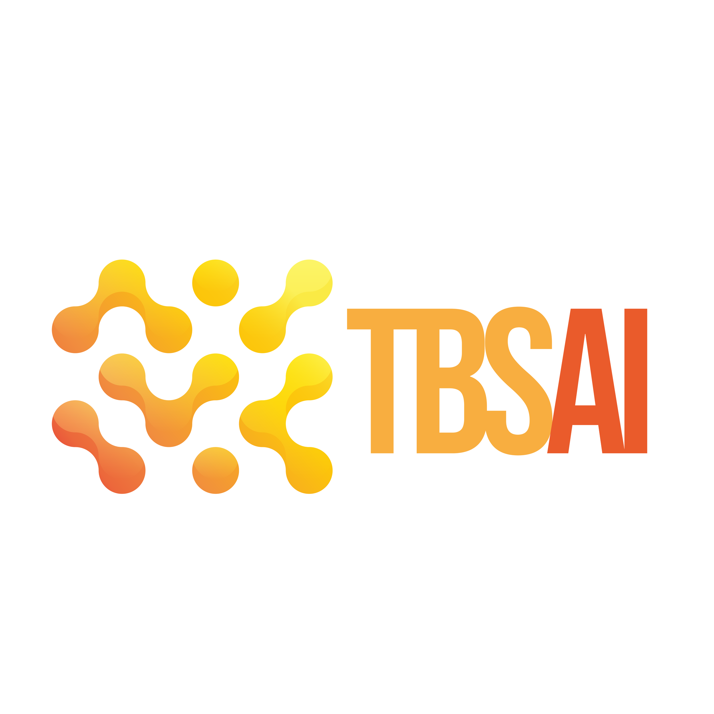 Logo with orange and yellow abstract molecular shapes next to the text 'TBSAl' in orange and red gradient.