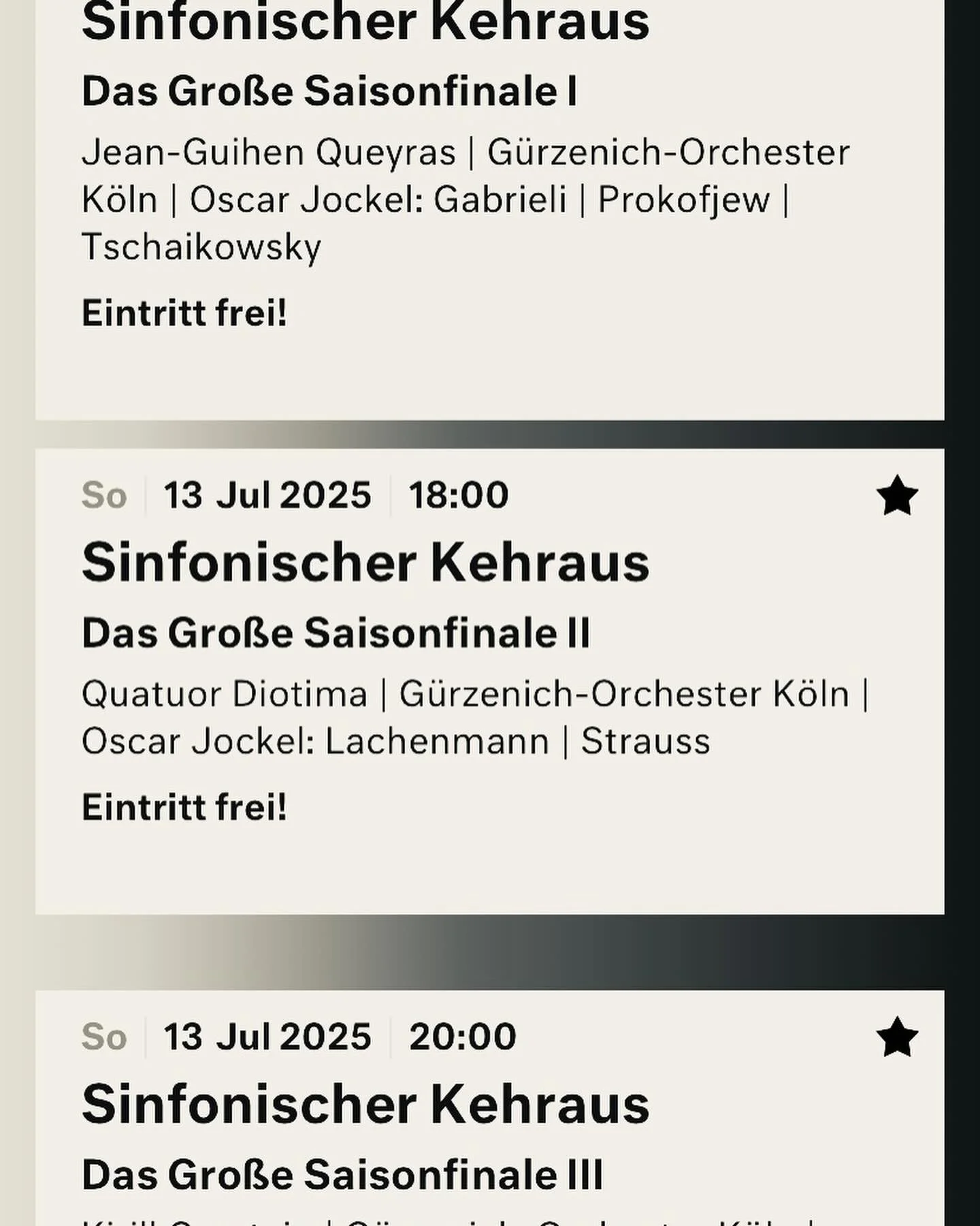 This Sunday it&rsquo;s G&uuml;rzenich Orchestras last concert of this season. Actually last three concerts 😎 there is NO ENTRANCE 😱 Everyone is welcome to come and listen!! The programs are beautiful and versatile and each concert is about one hour