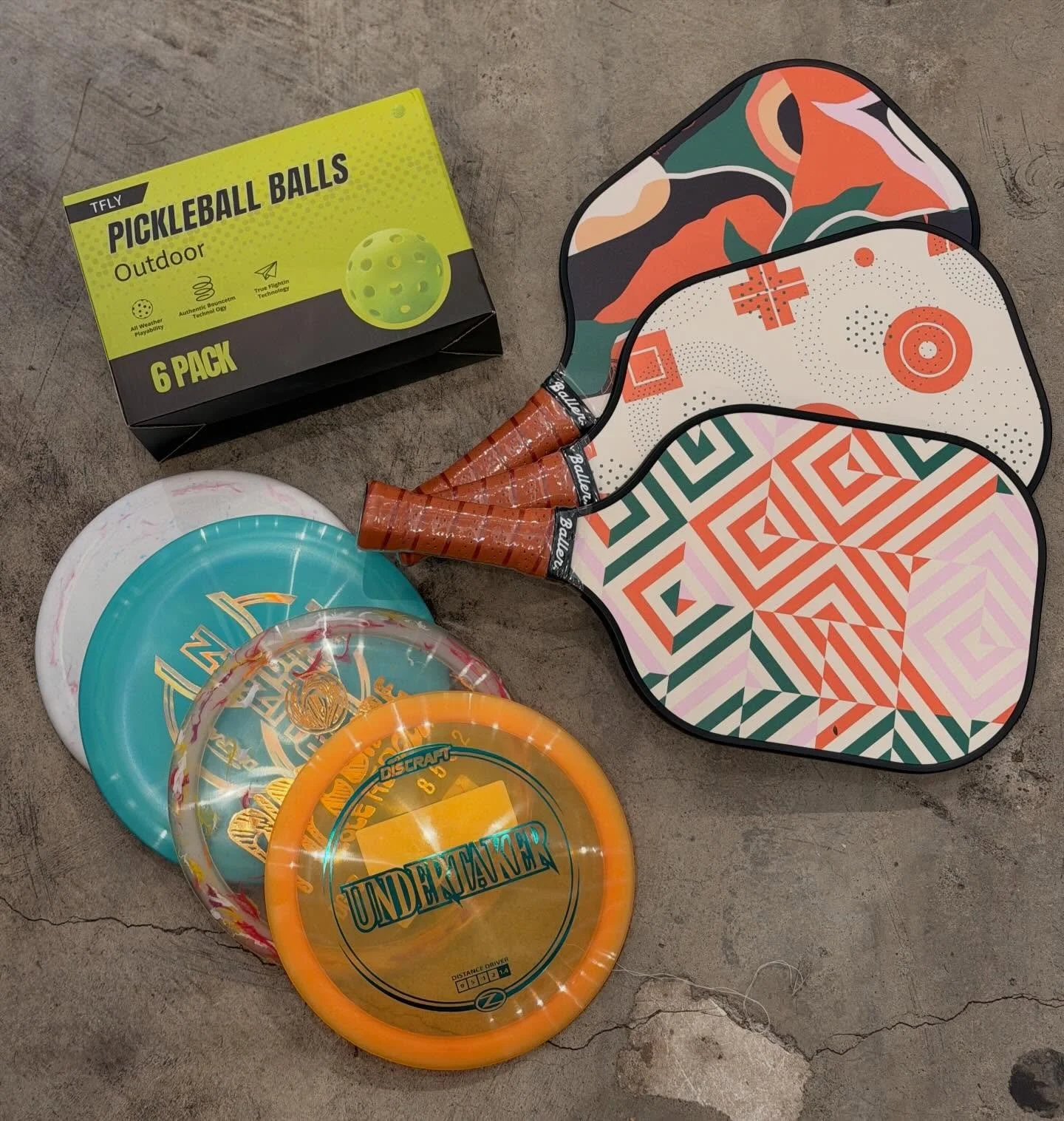 Spring showed up, so we stocked up.
Pickleball, disc golf, and everything you need for a little more time outside.