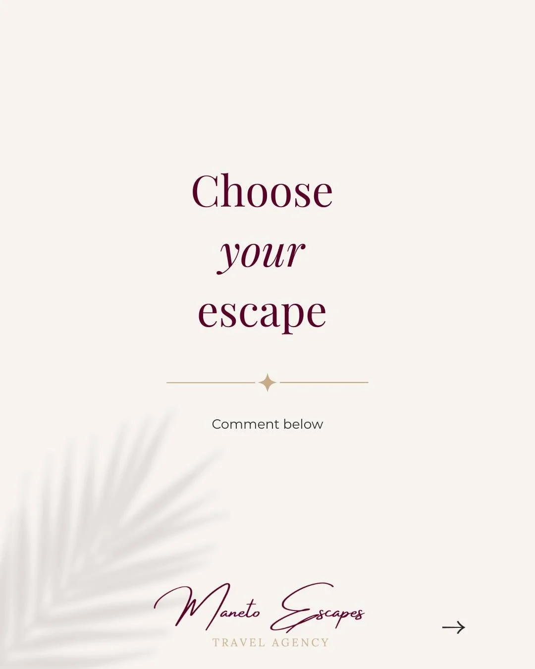 Three extraordinary destinations.

One impossible decision.

Would you choose the culture and cuisine of Japan, the adventure of an African safari, or the serenity of the Maldives?

Tell me your choice below:
A, B or C ✨

And if your dream destinatio