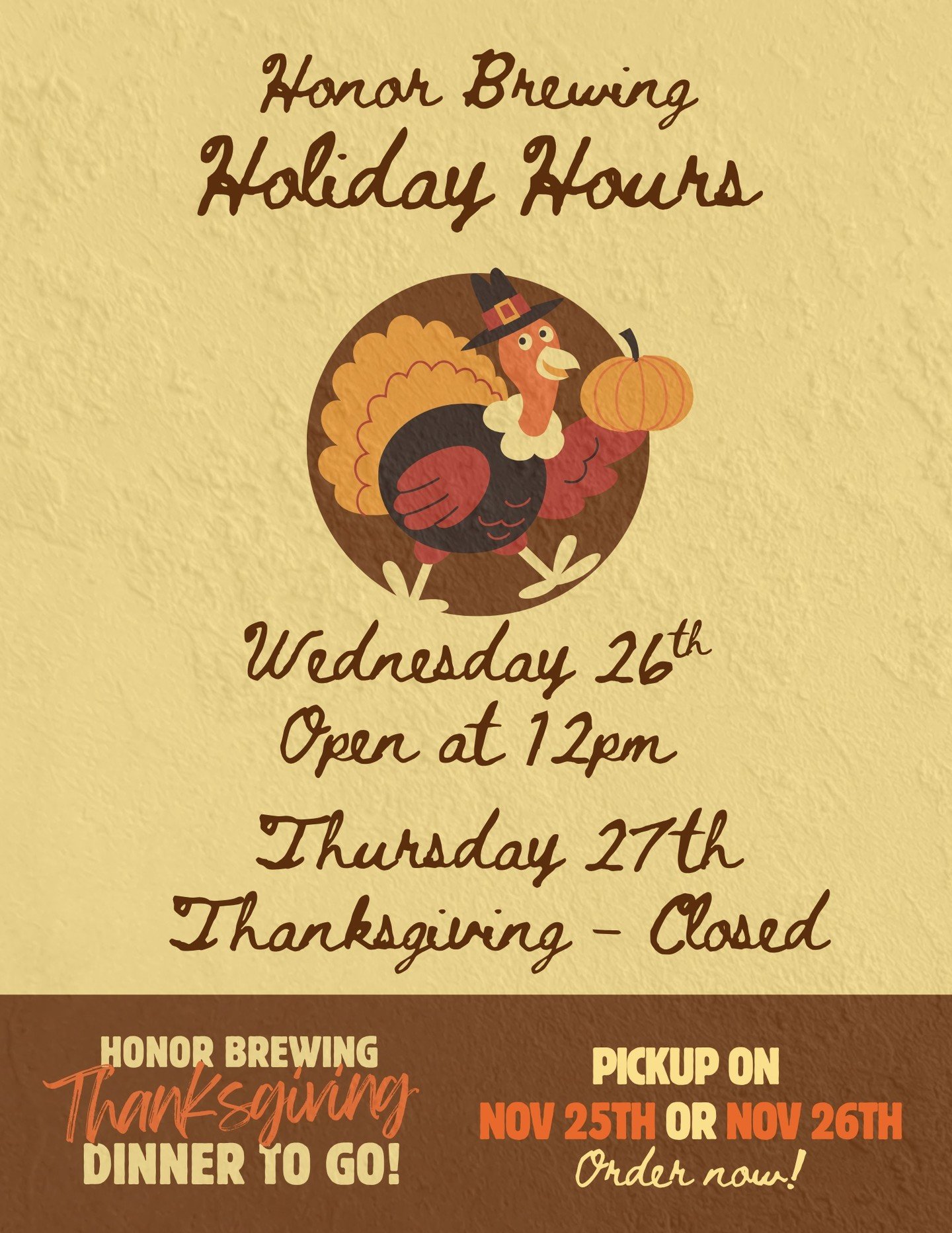 Thanksgiving week is almost here! 🦃
A quick update on our Honor Loudoun hours:
📅 Wednesday, Nov. 26 &ndash; Open at 12 PM
📅 Thursday, Nov. 27 &ndash; Closed for Thanksgiving

And don&rsquo;t forget &mdash; our Thanksgiving Meals To Go are still av