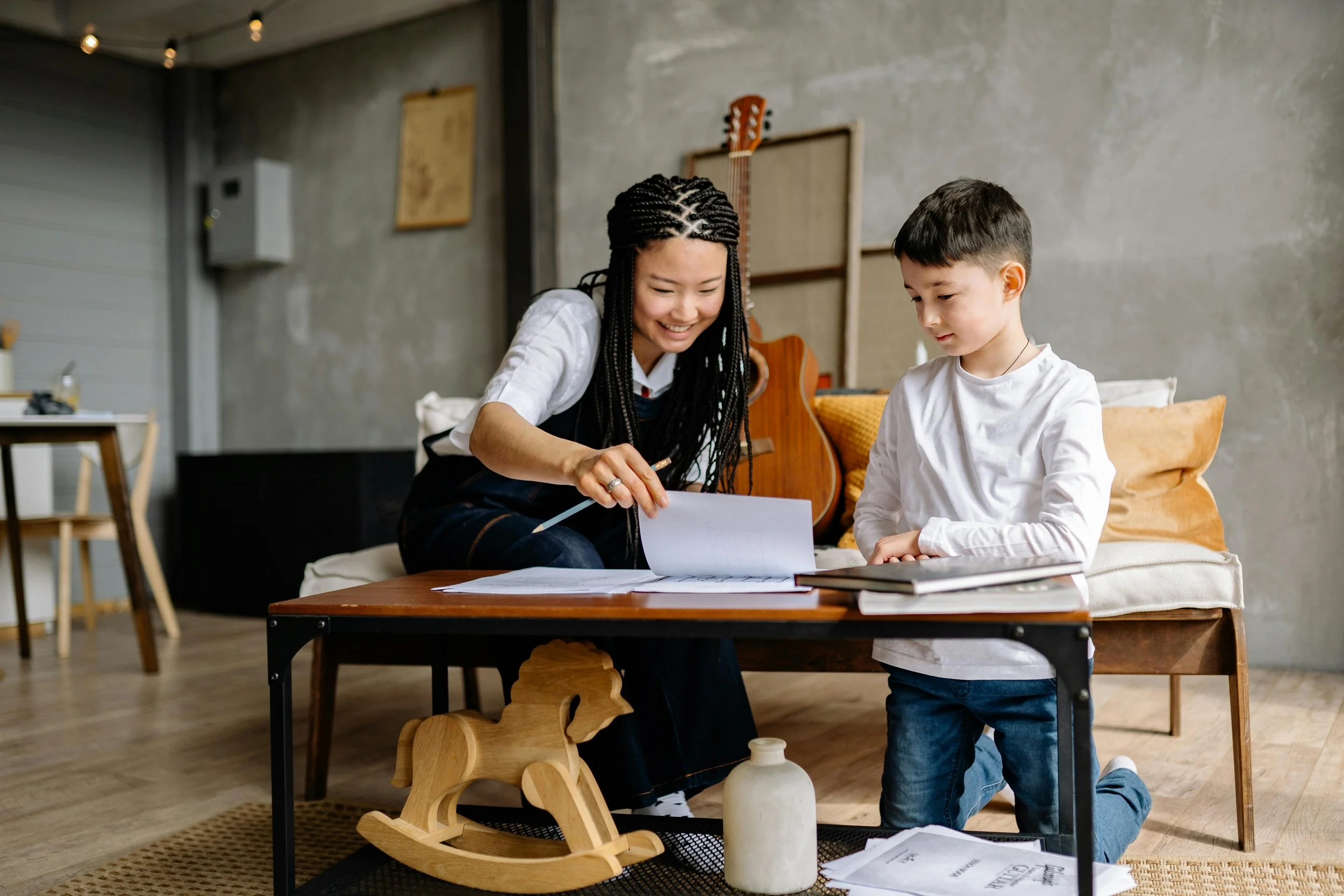 Tutor helping student with homework and learning support