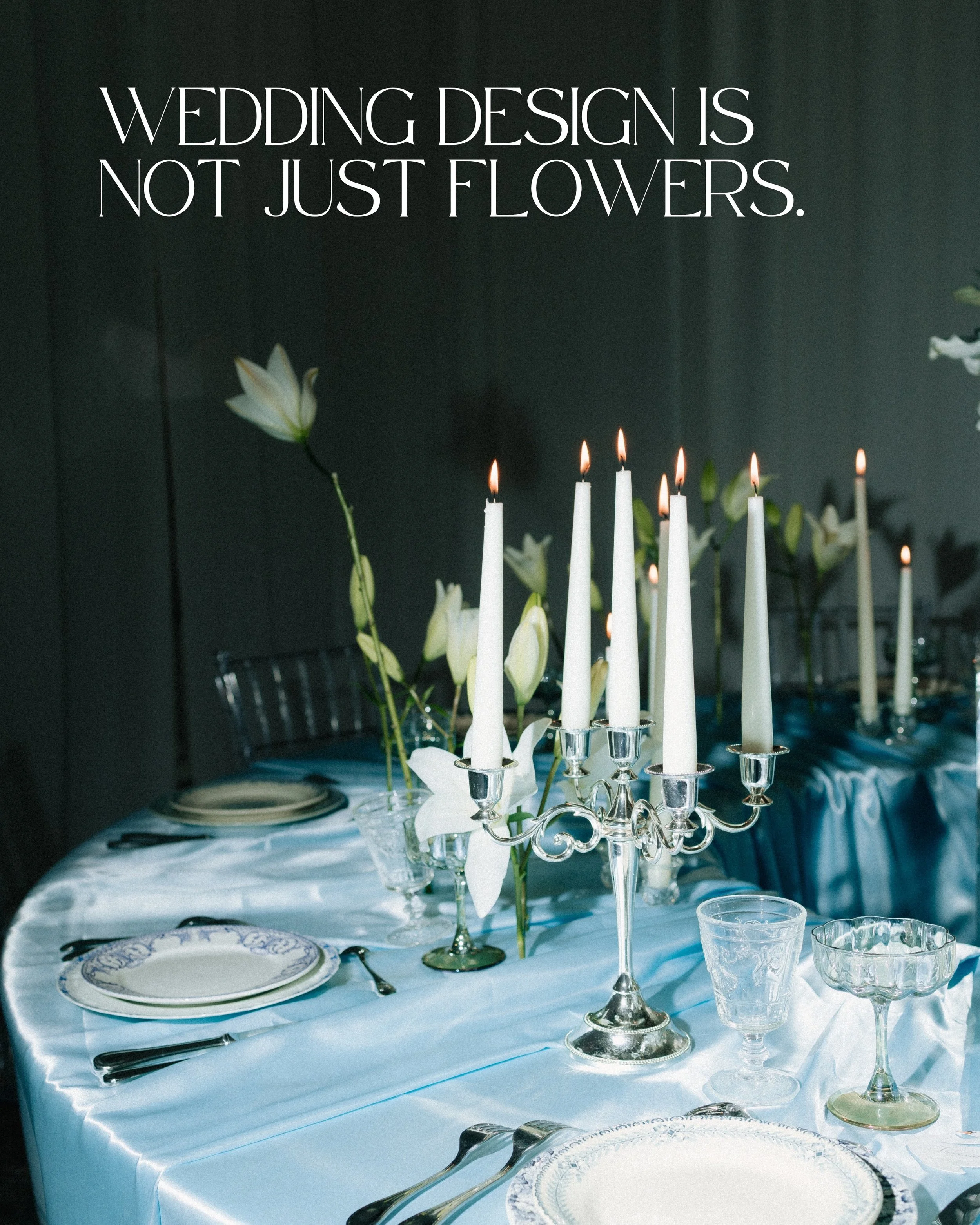 One of the biggest misconceptions about wedding design? Thinking it's about flowers.

In reality, flowers are often one of the last decisions we make.

As wedding designers, we start by getting to know you.

The colours you're naturally drawn to.
The