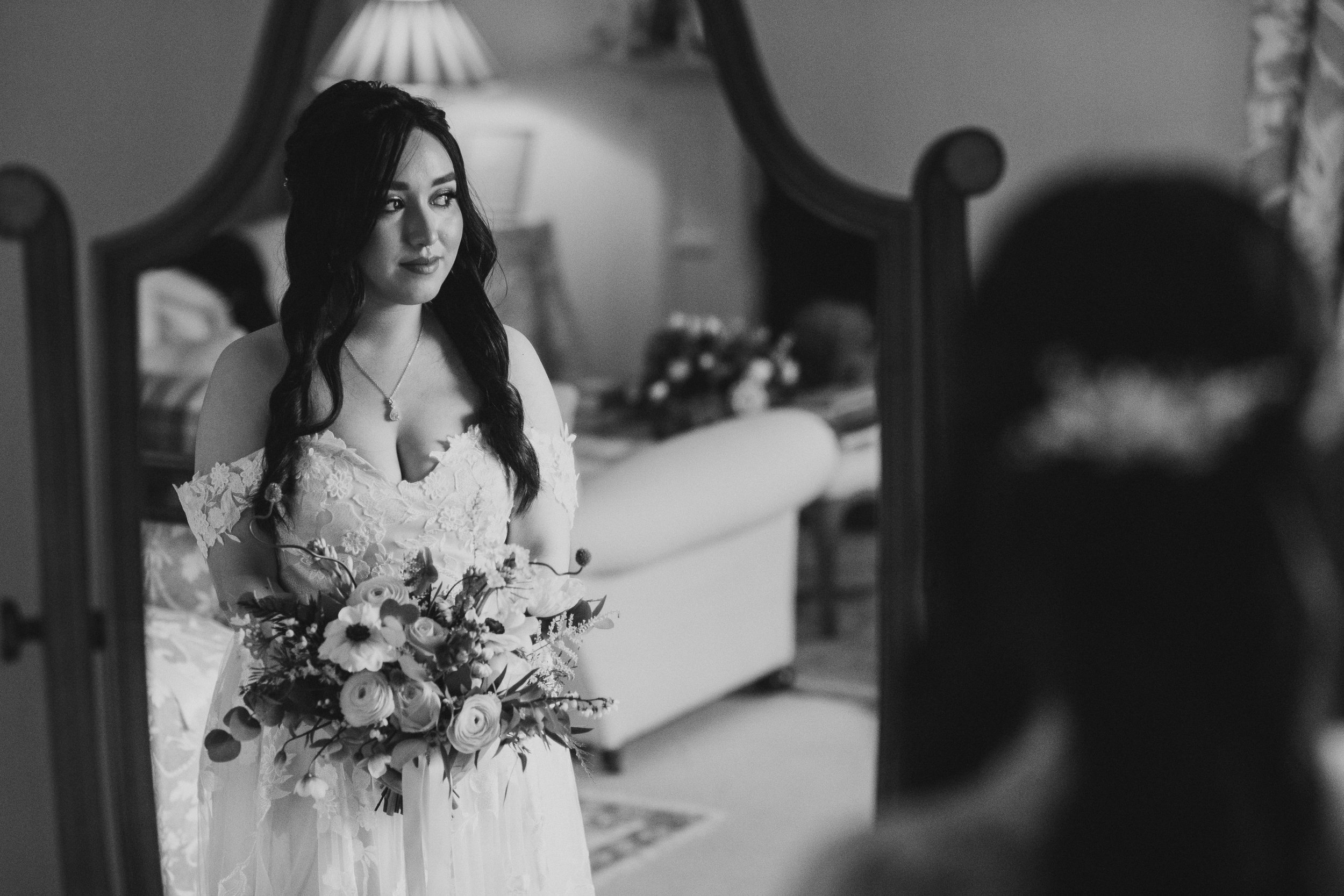 Bride getting ready at Dundas Castle wedding