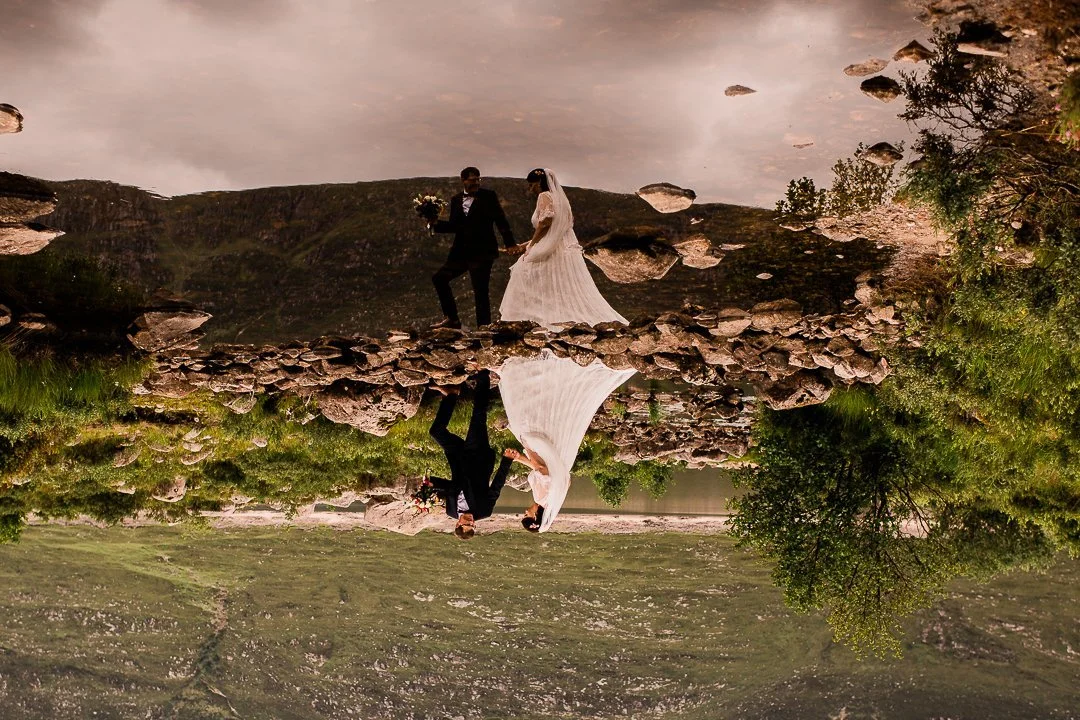 Loch reflection wedding