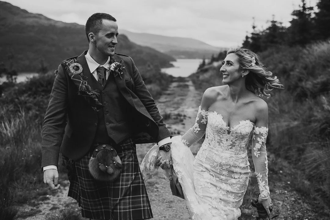 Black and white wedding wilderness