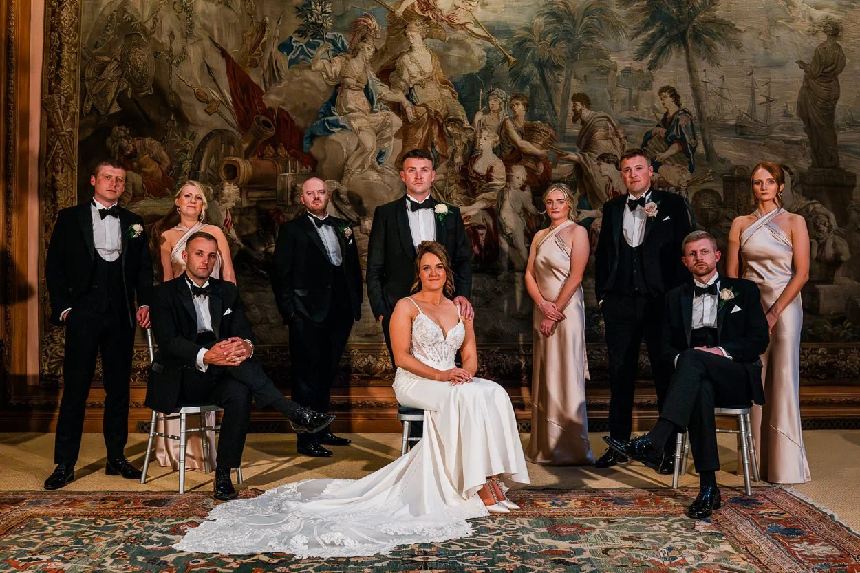 Elegant-portrait-of-bridal-party-at-Dumfries-House
