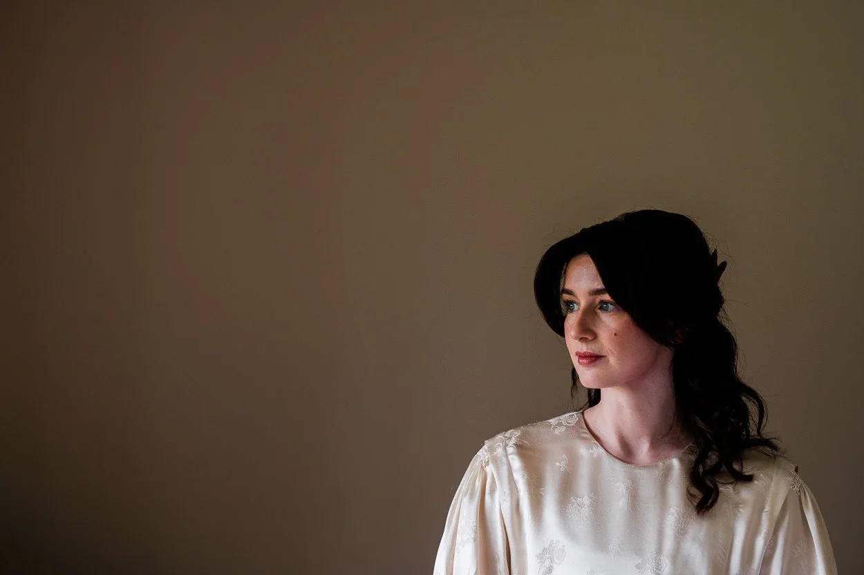 Elegant portrait of bride in vintage dress