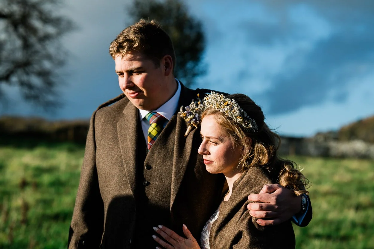 Bride and groom emotional embrace during ceremony