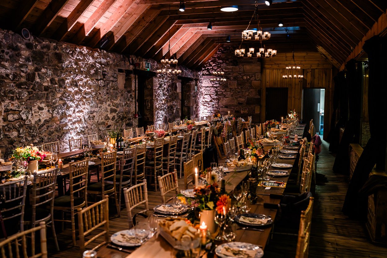 Dinner set up at Byre at Inchyra