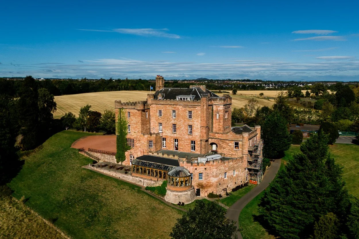 Drone picture of Dalhousie Castle