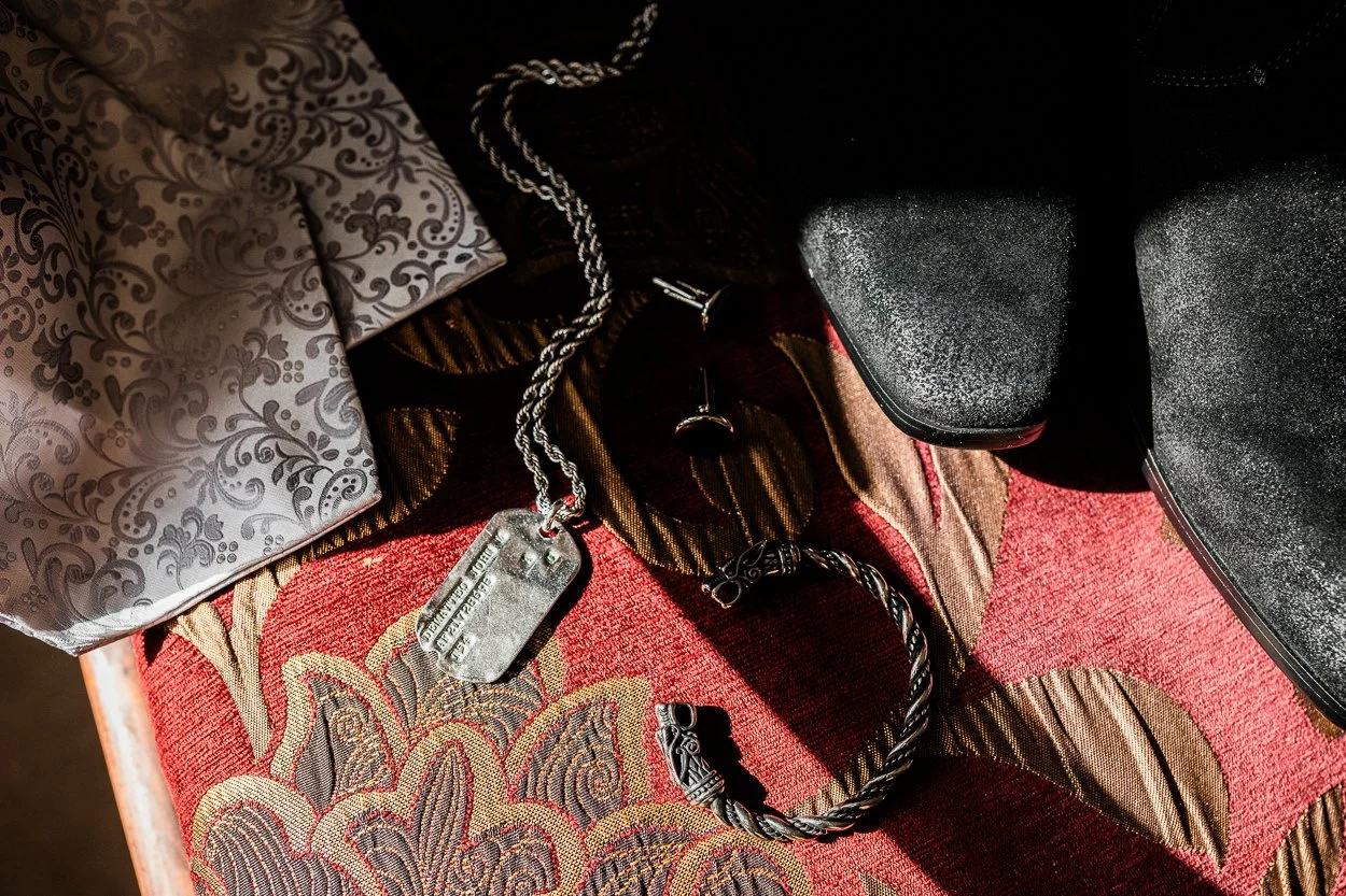 Groom details at Dalhousie Castle elopement