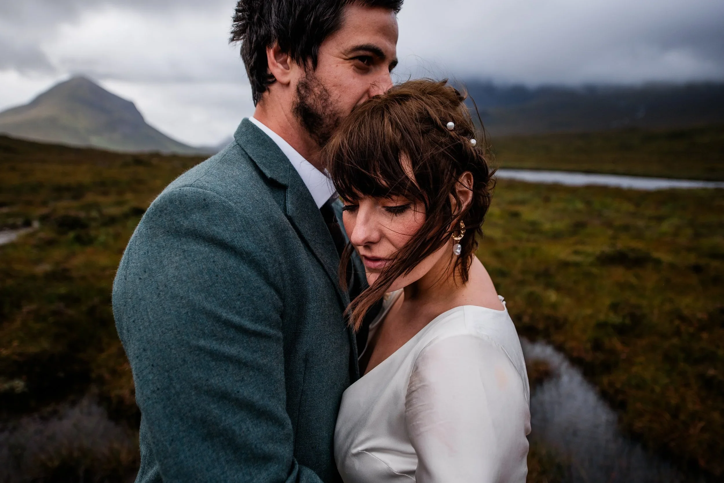 Bride and groom portrait on Isle of Skye elopement