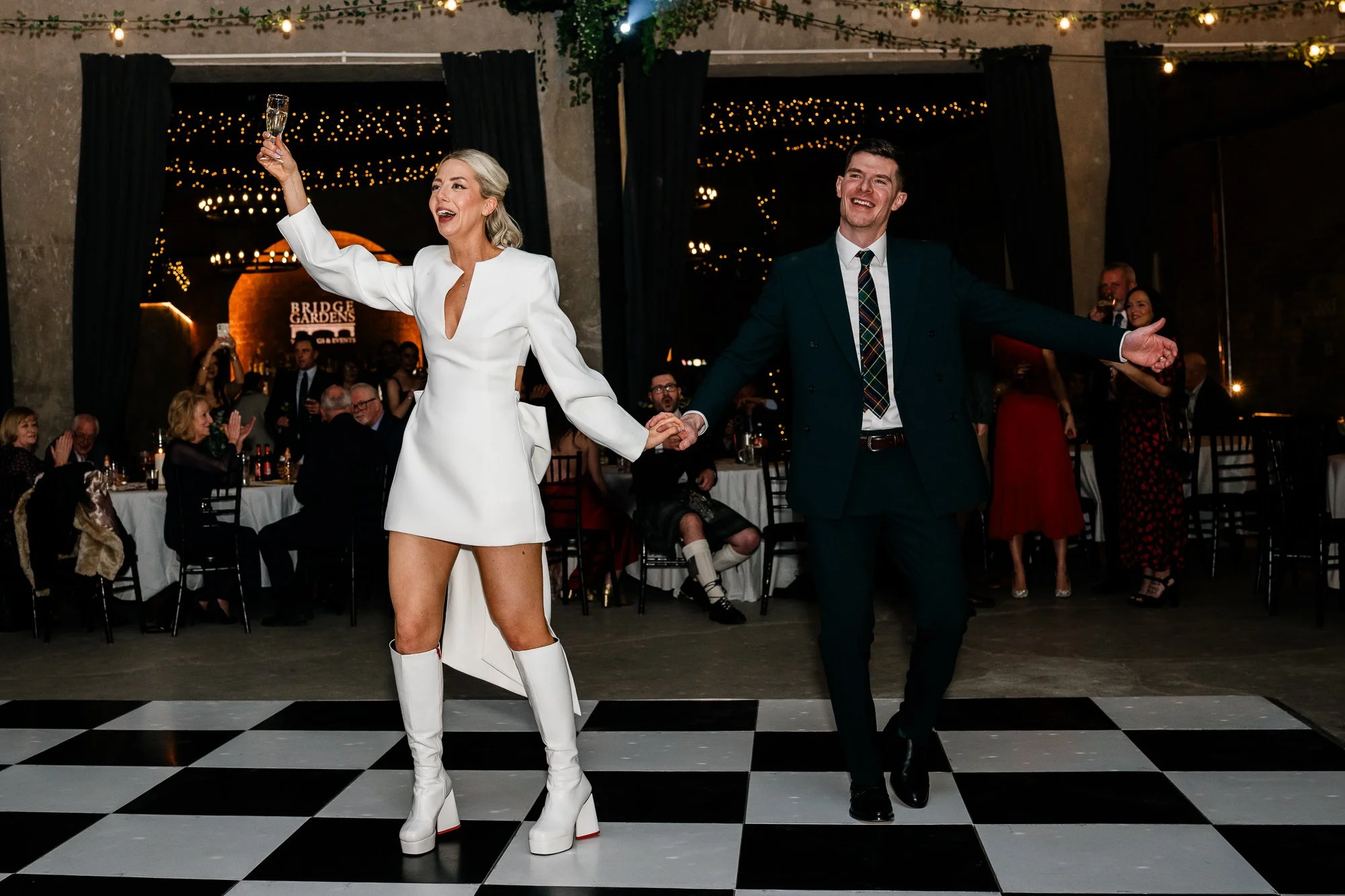 Bride and Groom Dancing at Bridge Gardens Glasgow Wedding