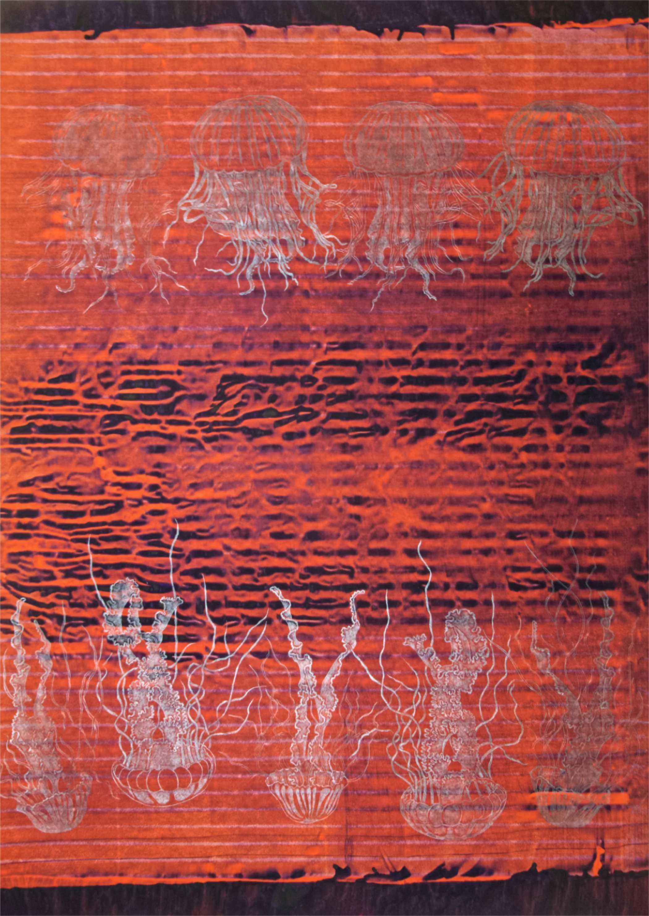 Feuerquallen - 117 x 161cm Bleistift/Vinyl/Papier