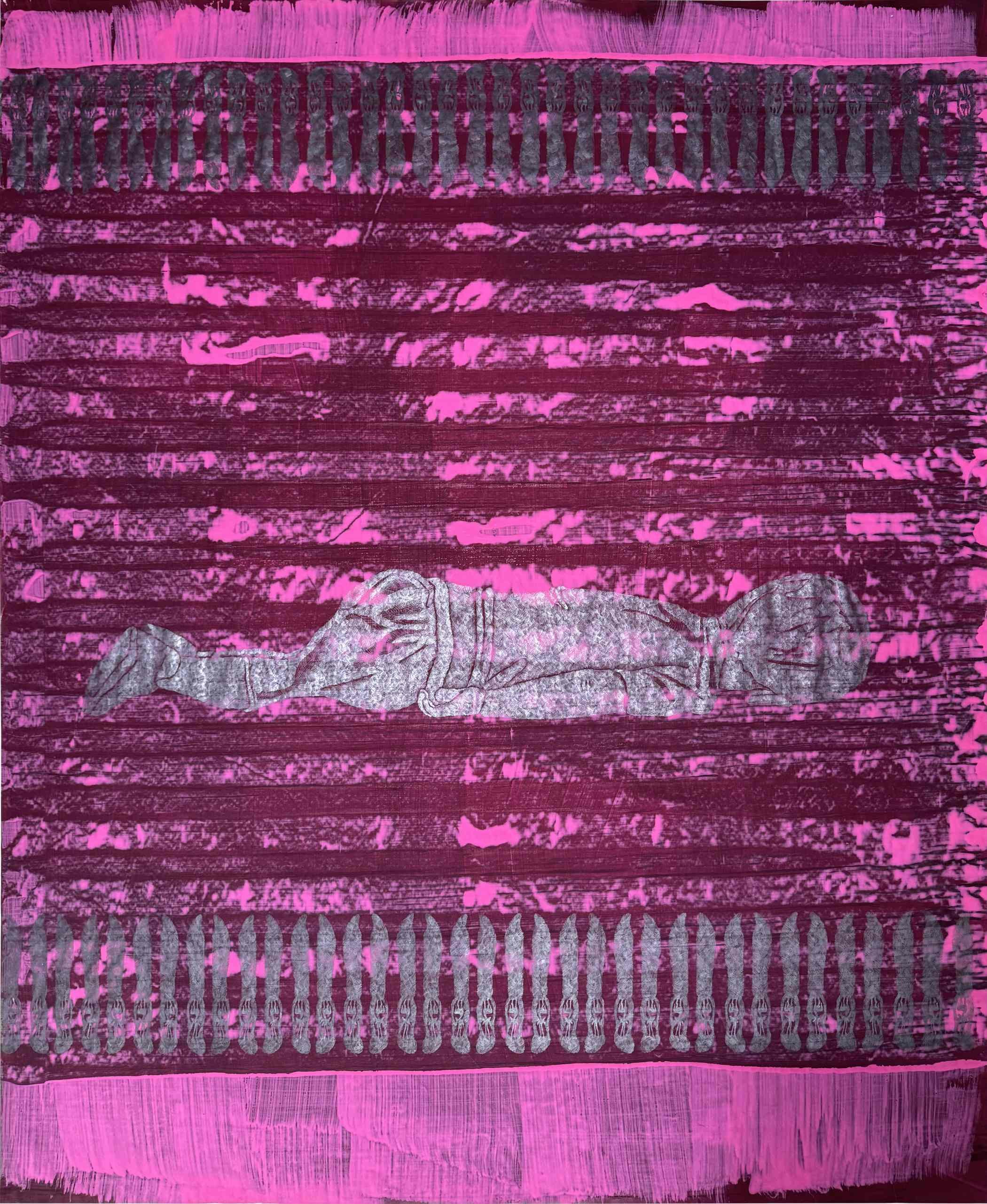 Toter Flüchtlingsjunge - 146 x 178,5cm Bleistift/Vinyl/Papier