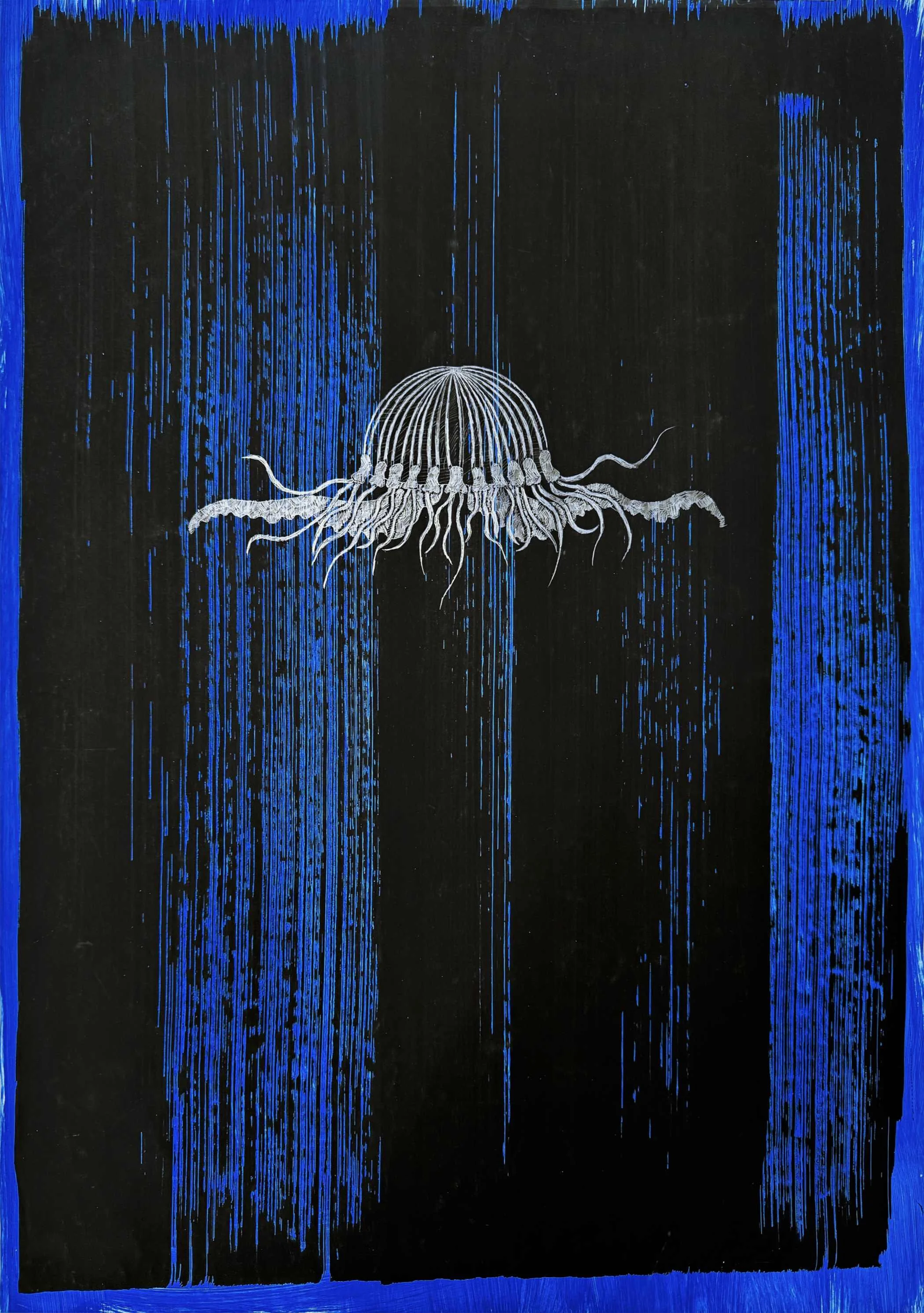 Qualle - 72,5 x 102cm Bleistift/Vinyl/Papier