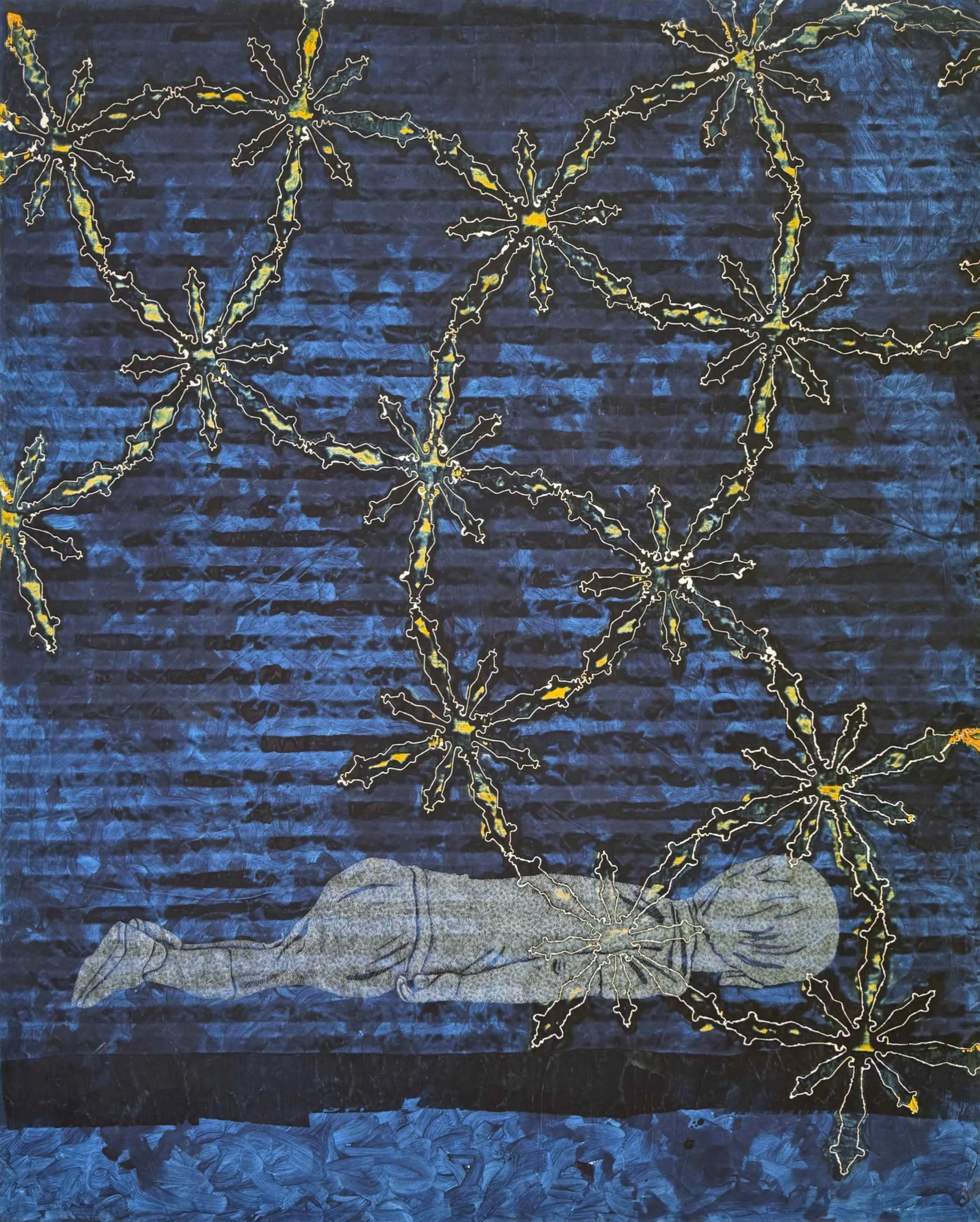 Toter Flüchtlingsjunge 2 - 149 x 181cm Bleistift/Vinyl/Papier